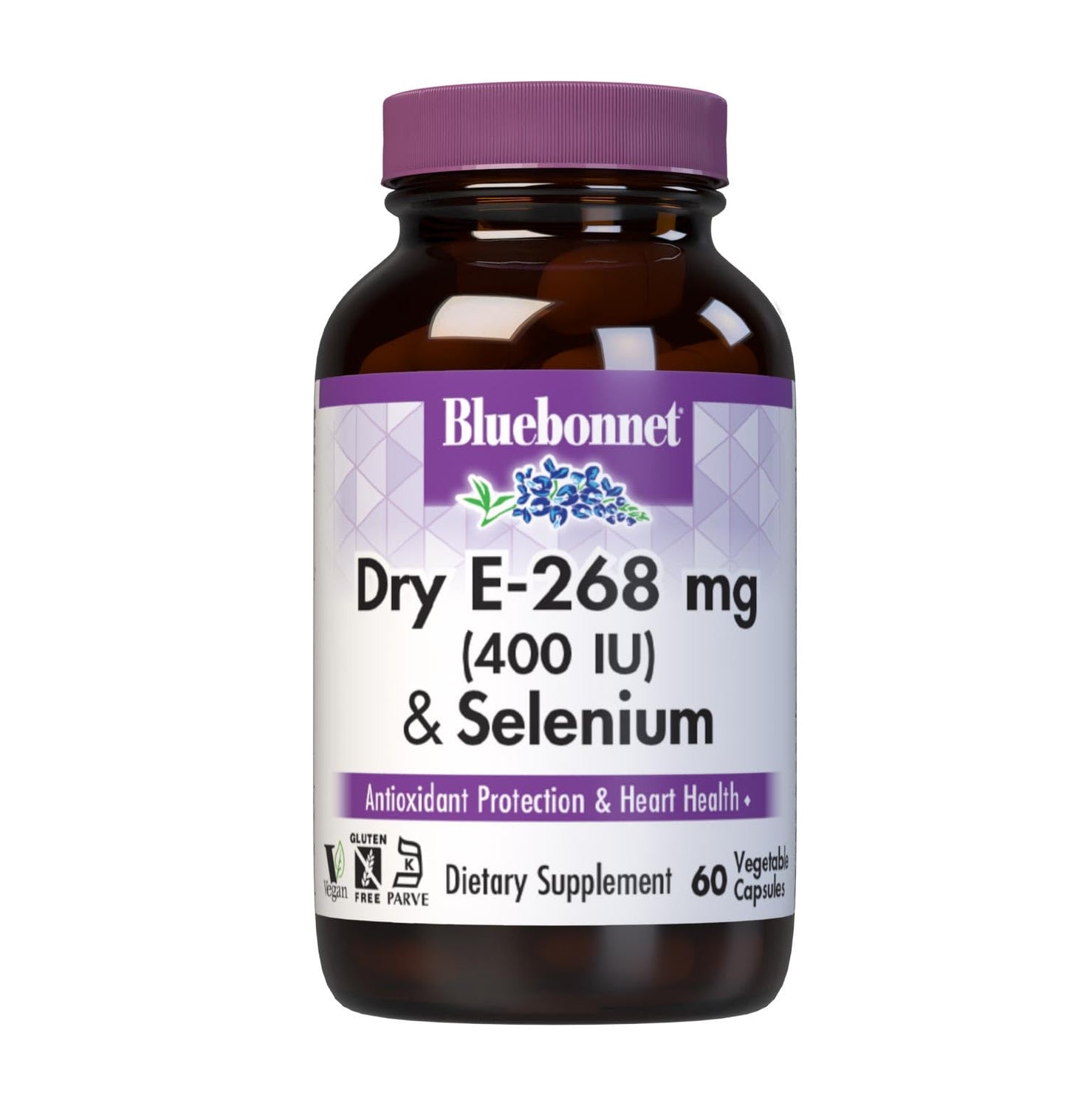 BlueBonnet Dry E-400 IU Plus Selenium Vegetarian Capsules – 60 Count