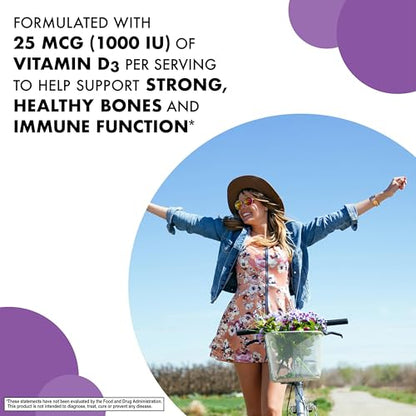 Bluebonnet EarthSweet Vitamin D3 1000 IU Raspberry Chewable Tablets | Bone & Immune Support (90 count) - Soy-Free, Gluten-Free, Non-GMO