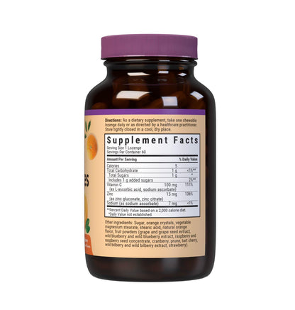 Bluebonnet EarthSweet Zinc Lozenges 15 mg + 100 mg Vitamin C – Orange Flavor, 60 Lozenges