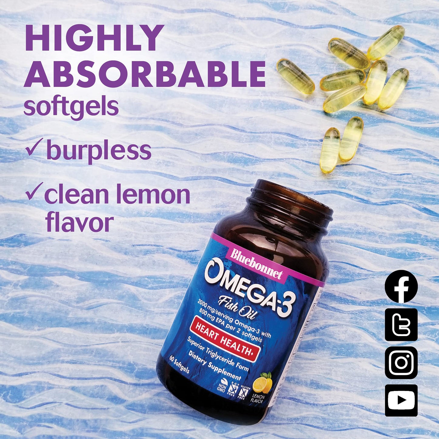 Bluebonnet EPAx Omega-3 1000 mg Heart Formula – 120 Softgels