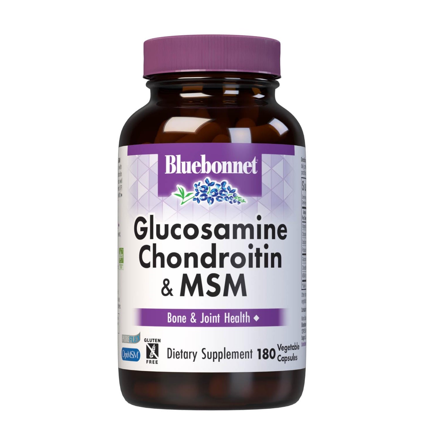 BlueBonnet Glucosamine Chondroitin Plus MSM | Bone & Joint Support (180 Veg Capsules)