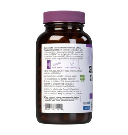 BlueBonnet Glucosamine Chondroitin Plus MSM | Bone & Joint Support (180 Veg Capsules)