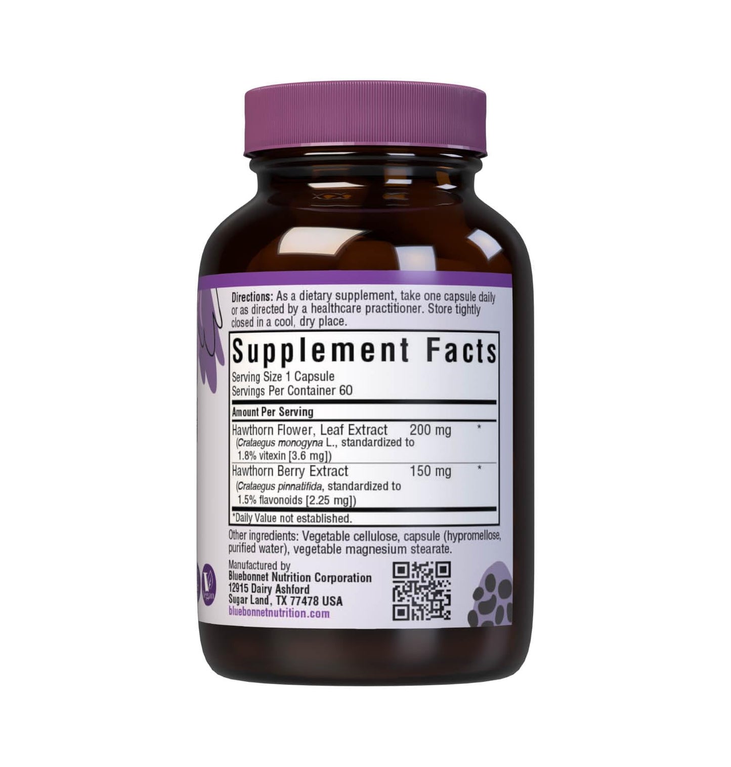 BlueBonnet Hawthorn Herb Extract Supplement – 60 Count (Vegan)