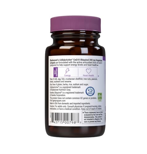 BlueBonnet Active CoQ10 Ubiquinol 200 mg Vegetarian Softgels | Kaneka Ubiquinol for Heart & Cellular Support