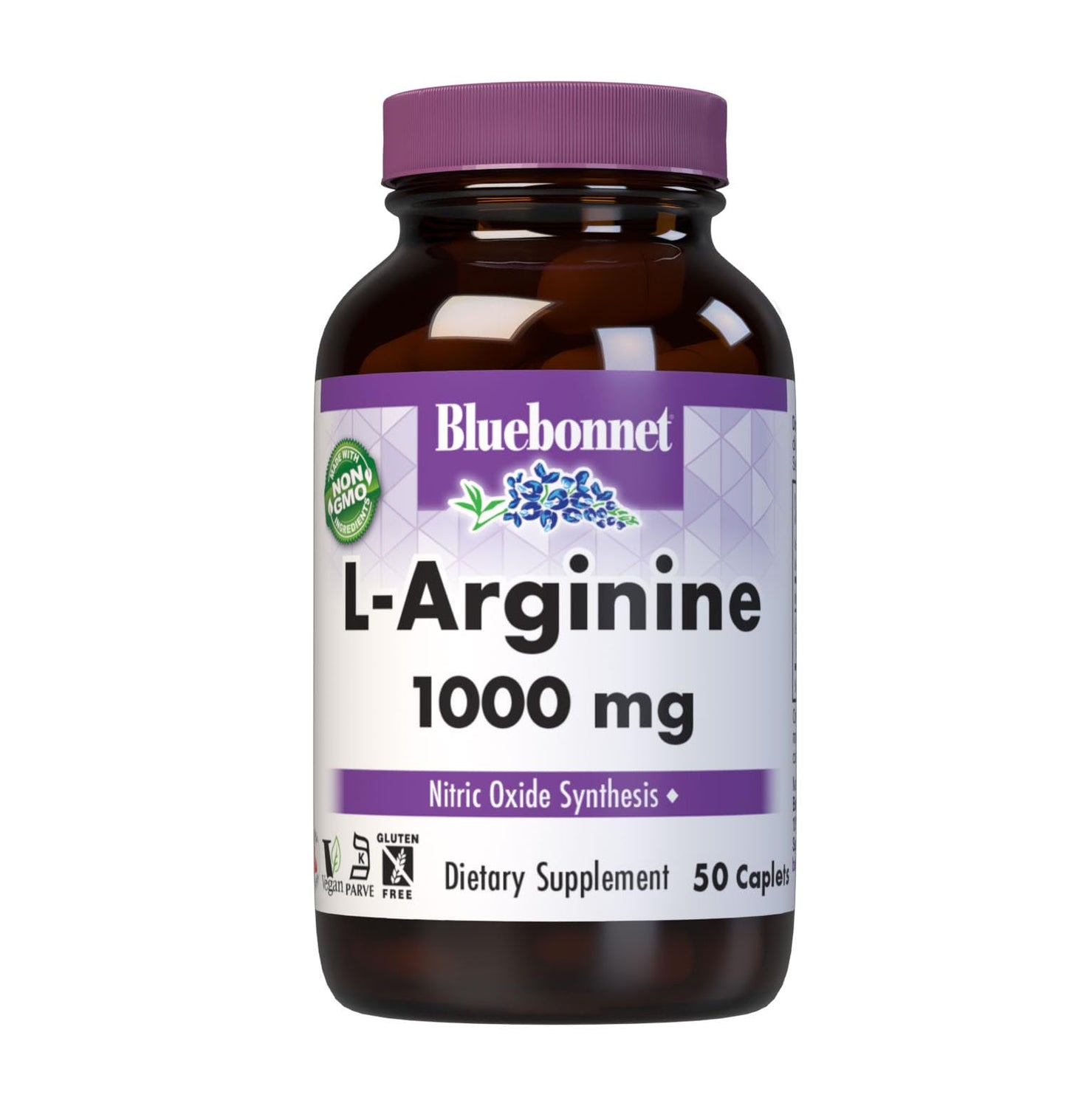 Bluebonnet Nutrition L-Arginine 1000 mg Caplets – Free-Form Amino Acid, Nitric Oxide Support, Vegan, Gluten-Free, Non-GMO, Kosher, 50 Servings