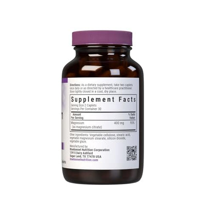 Bluebonnet Magnesium Citrate 400 mg – Maximum Absorption | Immune Support & Energy