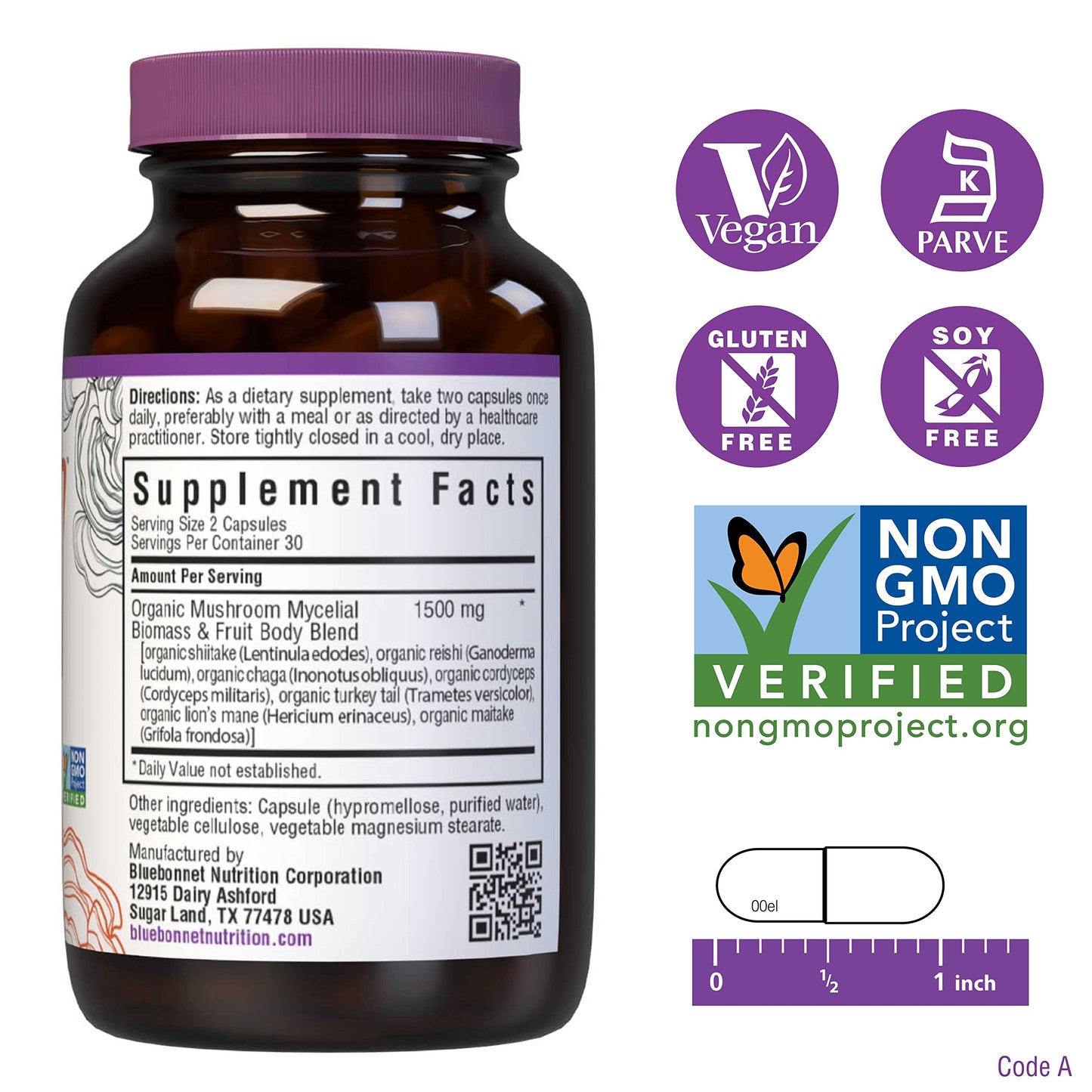 BlueBonnet Myco-7 Mushroom Defense - 60 Veggie Capsules | Immune Support