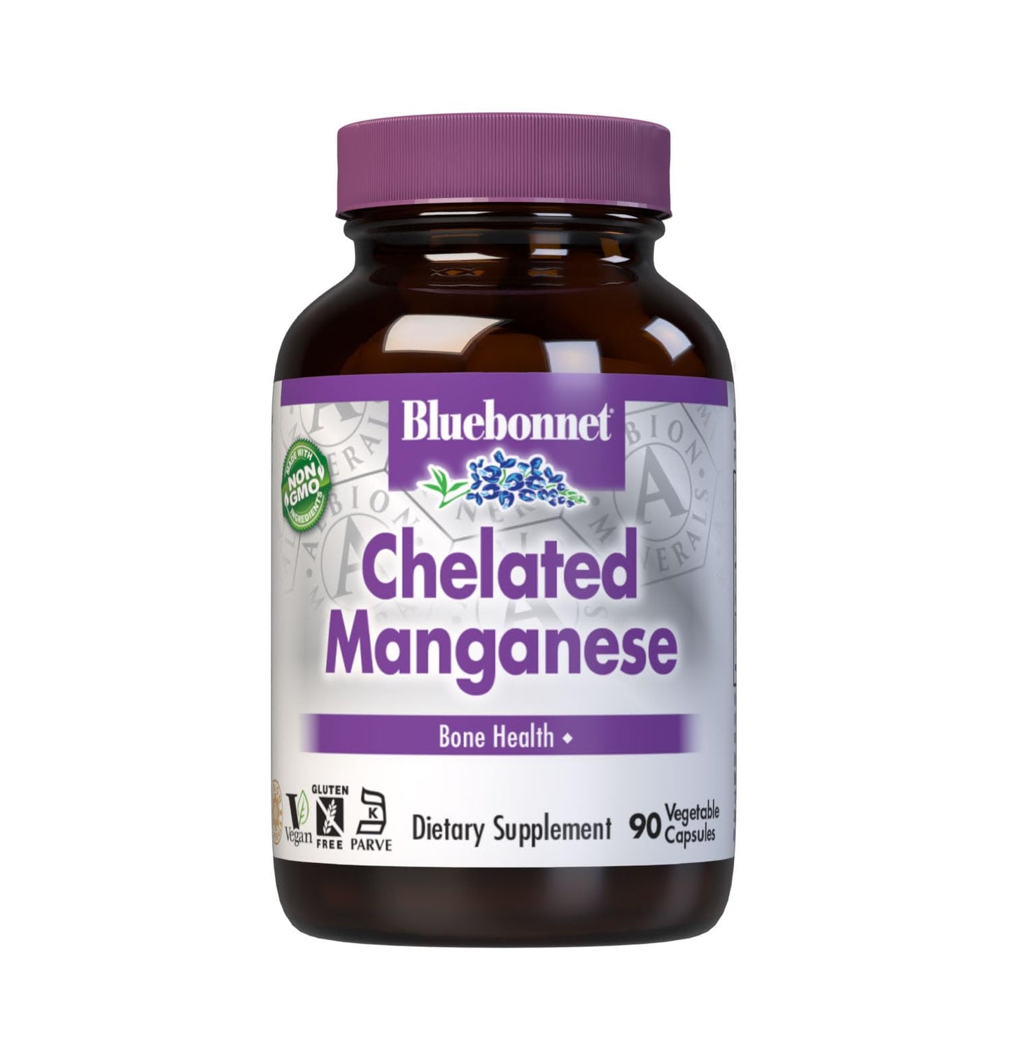 BlueBonnet Nutrition Albion Chelated Manganese - 90 Veg Capsules | Vegan, Non-GMO, Kosher