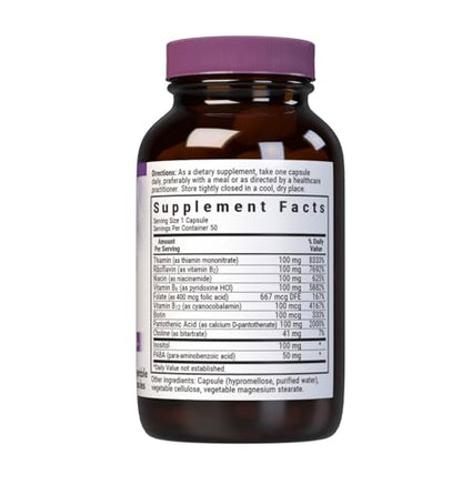 Bluebonnet Nutrition B Complex 100 — Full Spectrum B Vitamins (50 Veg Capsules) | Vegan & Gluten Free