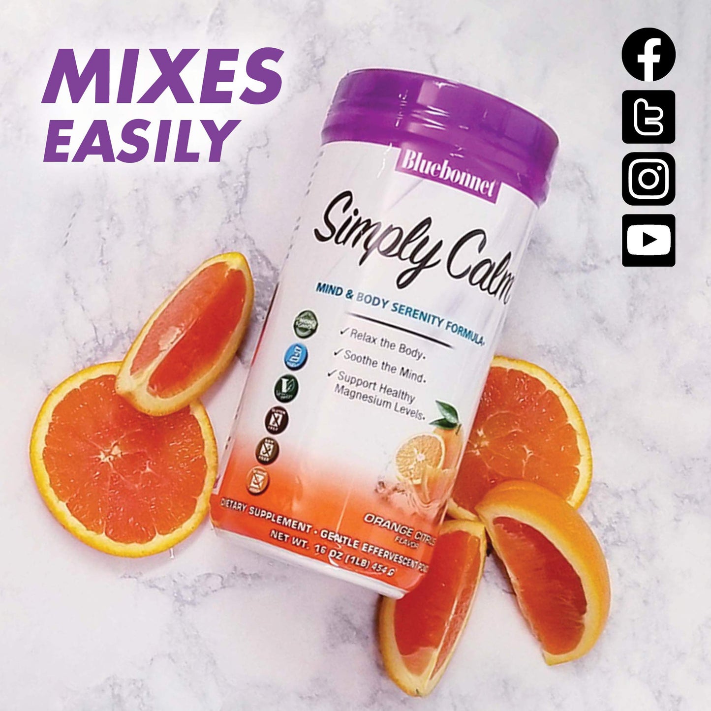 Bluebonnet Simply Calm Magnesium Powder – Calm, Sleep & Stress Support (Orange Citrus)