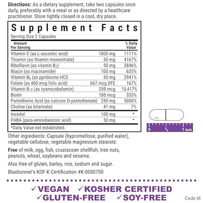 BlueBonnet Stress B-Complex for Women & Men – Vegan & Gluten-Free