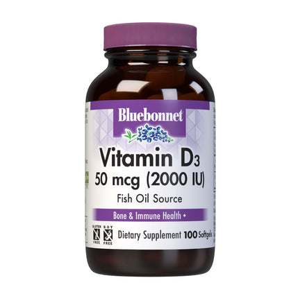 Bluebonnet Vitamin D3 2000 IU Vegetable Capsules - 100 Count