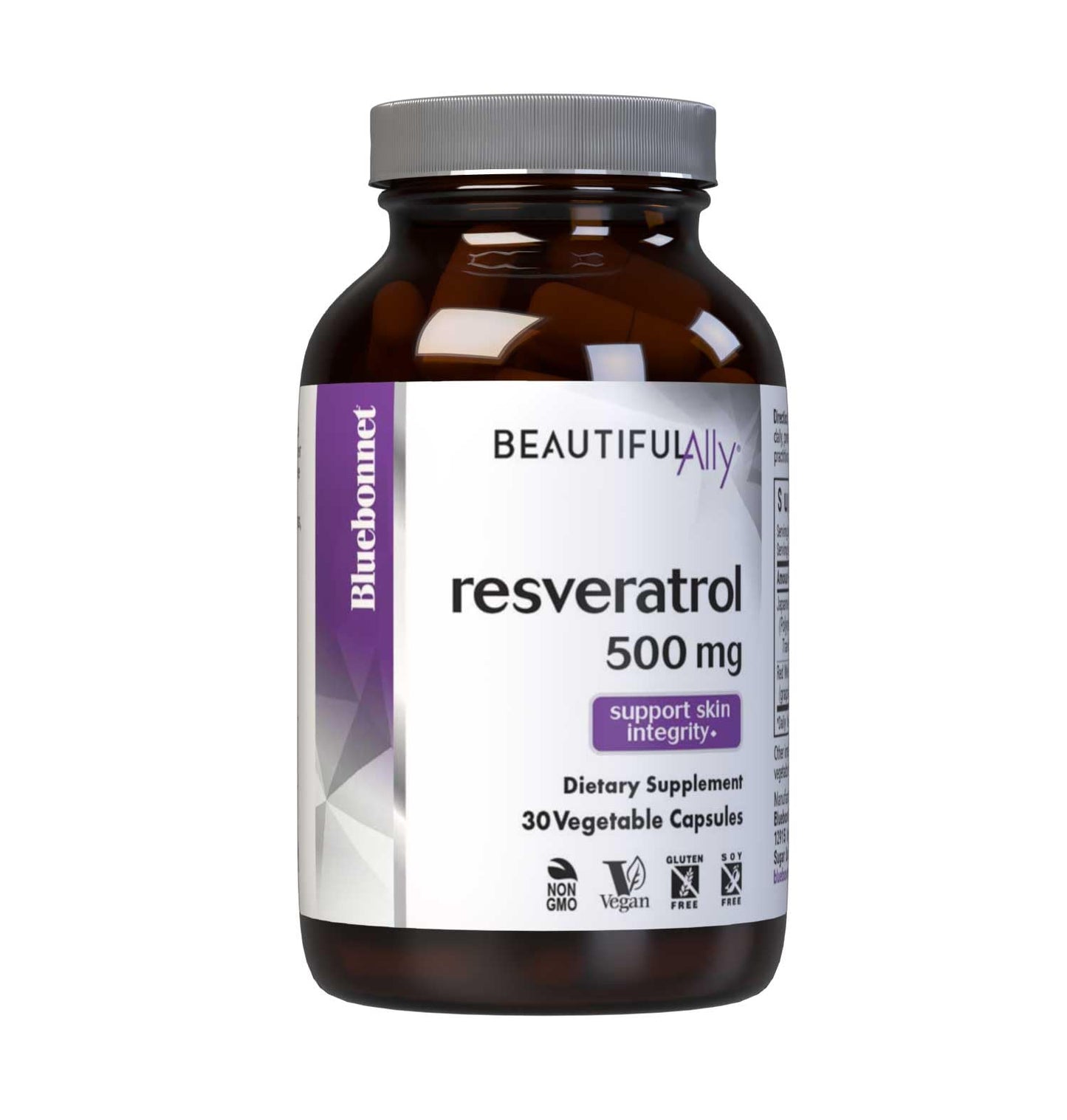 Bluebonnet Beautiful Ally Resveratrol 500 mg – Skin Integrity Support, Vegan, Non-GMO