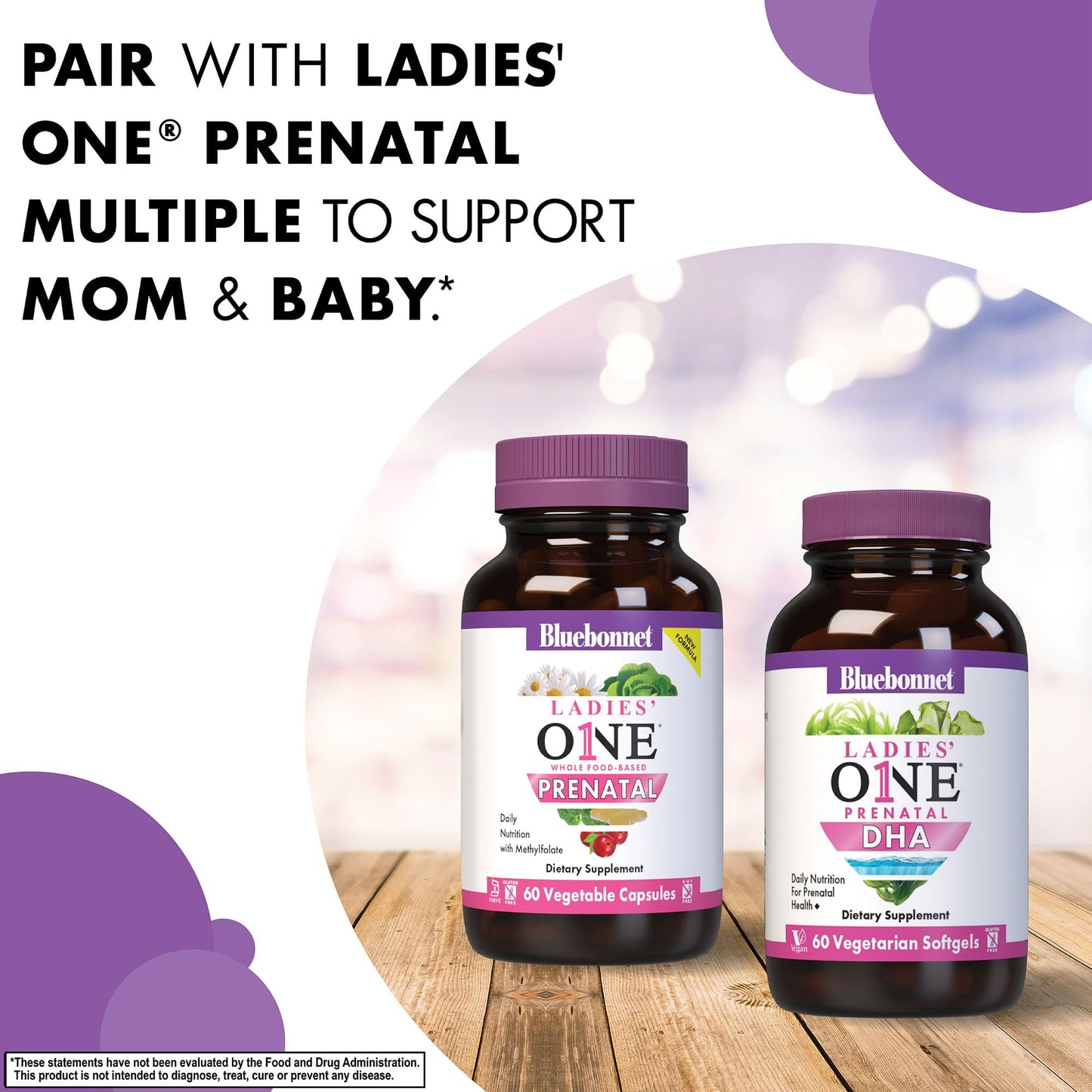 Bluebonnet Ladies' One Prenatal DHA 200 mg – Vegan, Non-GMO, Gluten-Free