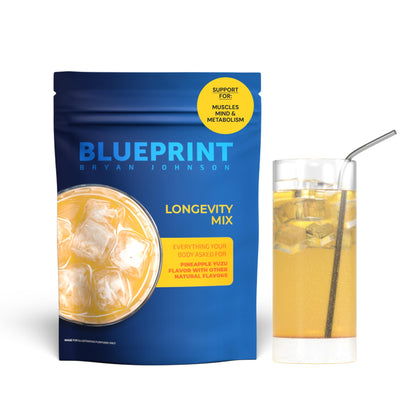 Blueprint Bryan Johnson Longevity Mix – Muscle Builder & Recovery Supplement (30 Servings, Pineapple Yuzu)