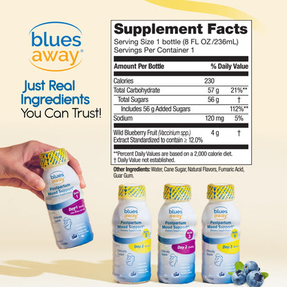 Blues Away Postpartum Mood Support Drink – 3-Day Shake Kit (4 Bottles)
