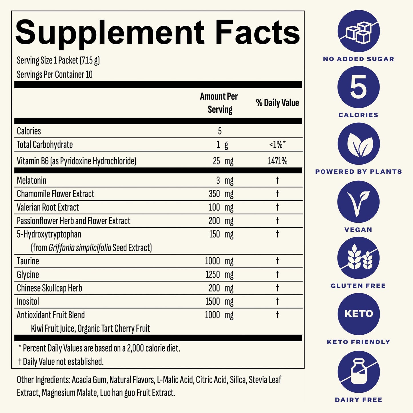 Blueshift Sleep Aid Powder for Adults - Lemon Lavender | 3 mg Melatonin, 5-HTP, Taurine & Glycine | 10 ct