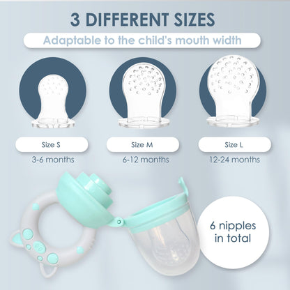 Bluet B- Baby Fruit Feeder Pacifier – BPA-Free Silicone, 6 Nipples (2 Pack) – Green