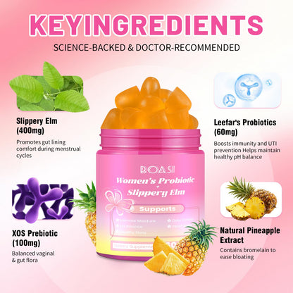 Boasi Her Juicy Vaginal Probiotics Gummies – Pineapple Flavor, pH Balance & Immunity