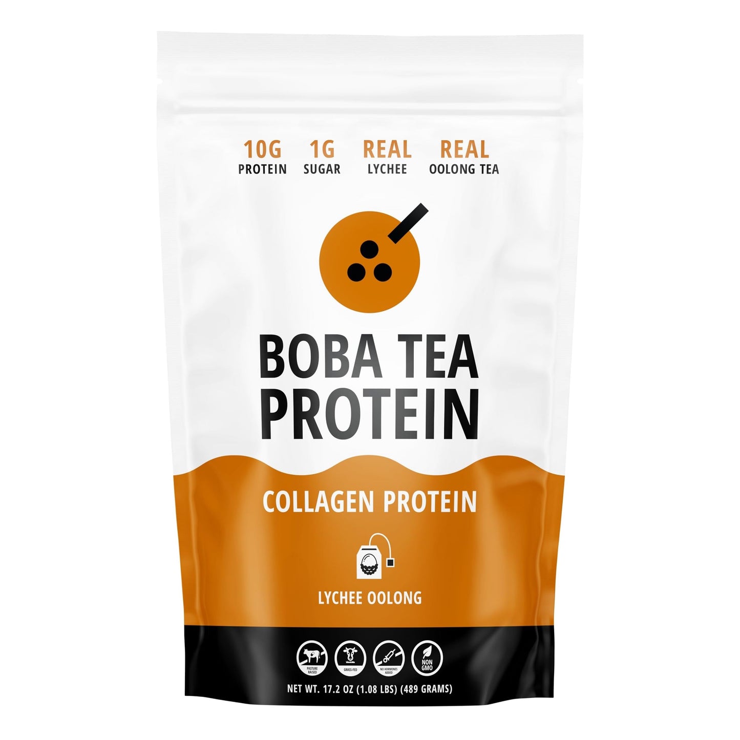 Boba Tea Protein Lychee Oolong Collagen | 30 Servings | Grass-Fed Hydrolyzed Bovine Collagen Powder