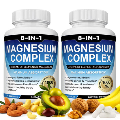 BODUNMSCA Magnesium Complex 8 in 1 – 1000mg for Relaxation, Sleep & Muscle Health | 180 Capsules