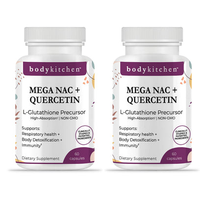 Body Kitchen Mega NAC 600 mg with Quercetin – Supports Respiratory Health & Immune Function (Veggie Caps, 2-Pack)