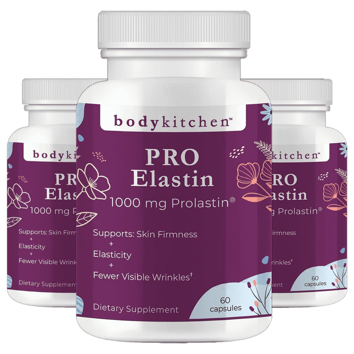 Body Kitchen Pro-Elastin 1000 mg Elastin Supplement – 3-Pack for Skin Elasticity and Firmness