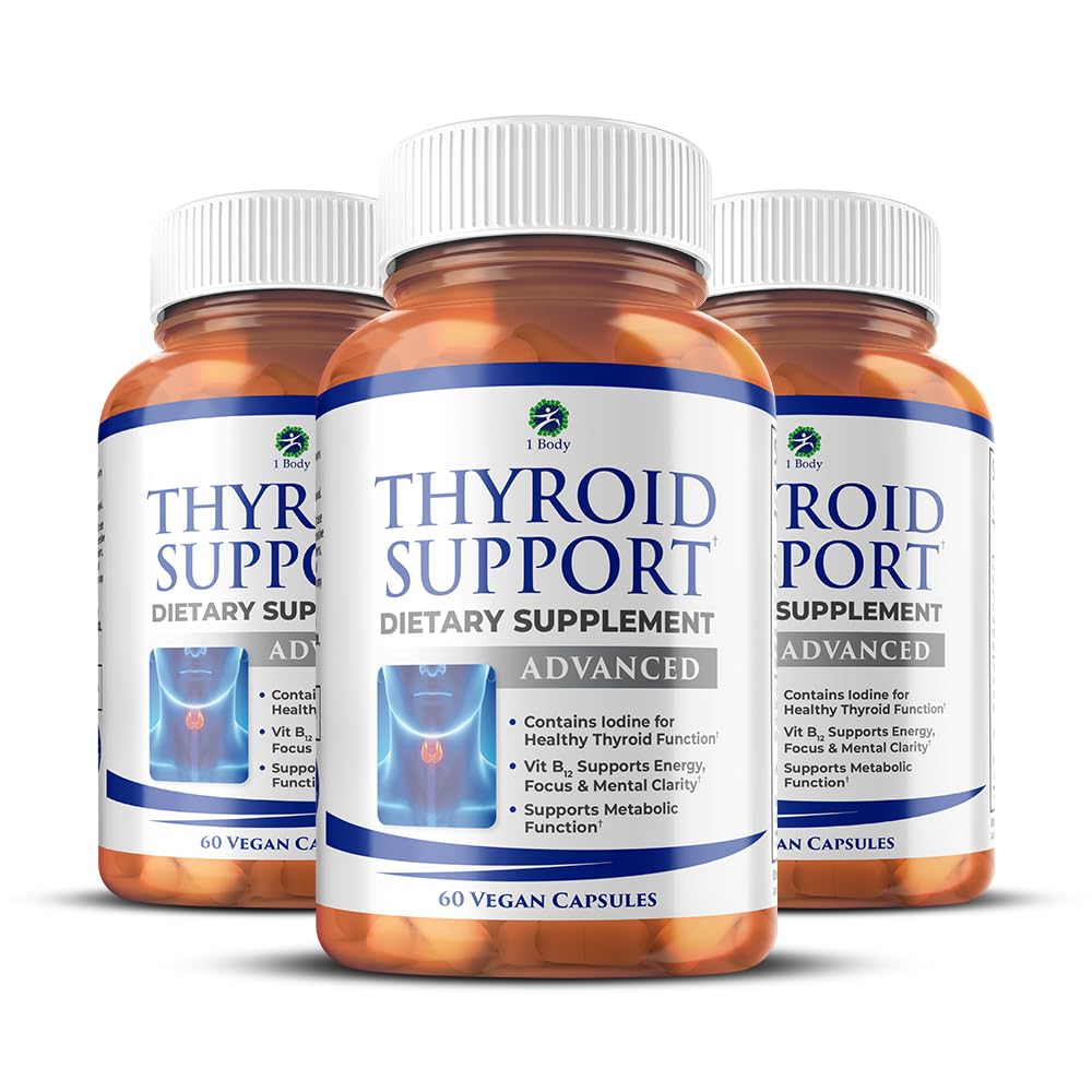 1 Body Thyroid Support Supplement – 90-Day, 3 Pack (Non-GMO Vegetarian)