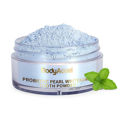 BodyAccel Probiotic Pearl Teeth Whitening Powder – Fluoride-Free, Coffee & Tea Stain Removal