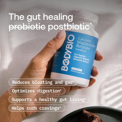 BodyBio Butyrate Postbiotic for Gut Health & Digestive Support | Calcium & Magnesium