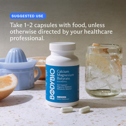 BodyBio Butyrate Postbiotic for Gut Health & Digestive Support | Calcium & Magnesium