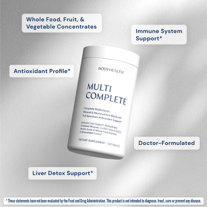 BodyHealth Multi Complete (120 Ct) Daily Multivitamin with Whole Foods, Liver Support & Vitamins K2/D3