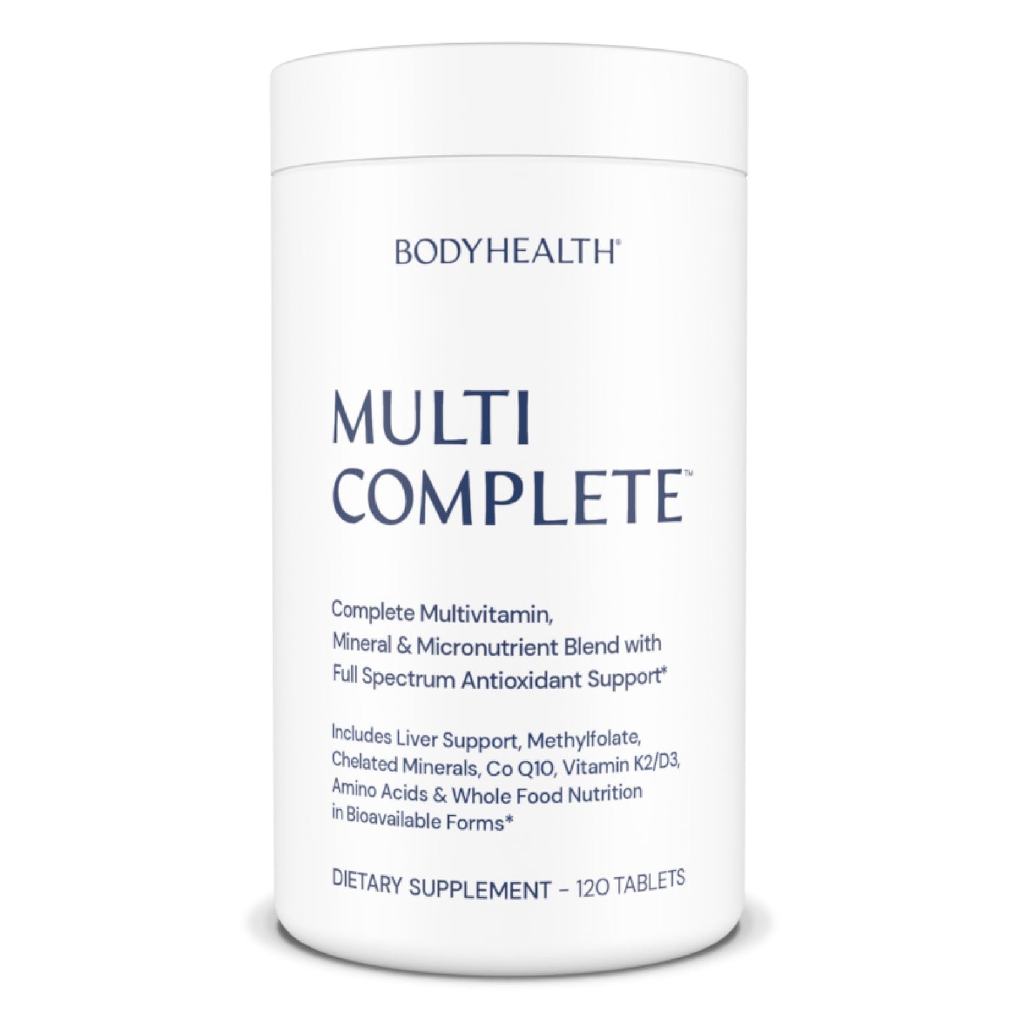 BodyHealth Multi Complete (120 Ct) Daily Multivitamin with Whole Foods, Liver Support & Vitamins K2/D3