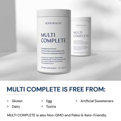 BodyHealth Multi Complete (120 Ct) Daily Multivitamin with Whole Foods, Liver Support & Vitamins K2/D3