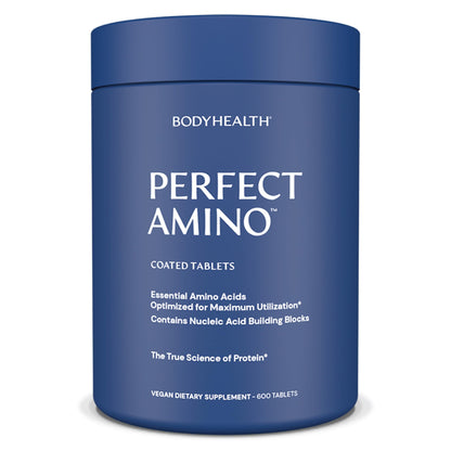 BodyHealth PerfectAmino (600 ct) – Easy-to-Swallow Vegan Amino Tablets for Muscle Recovery & Strength