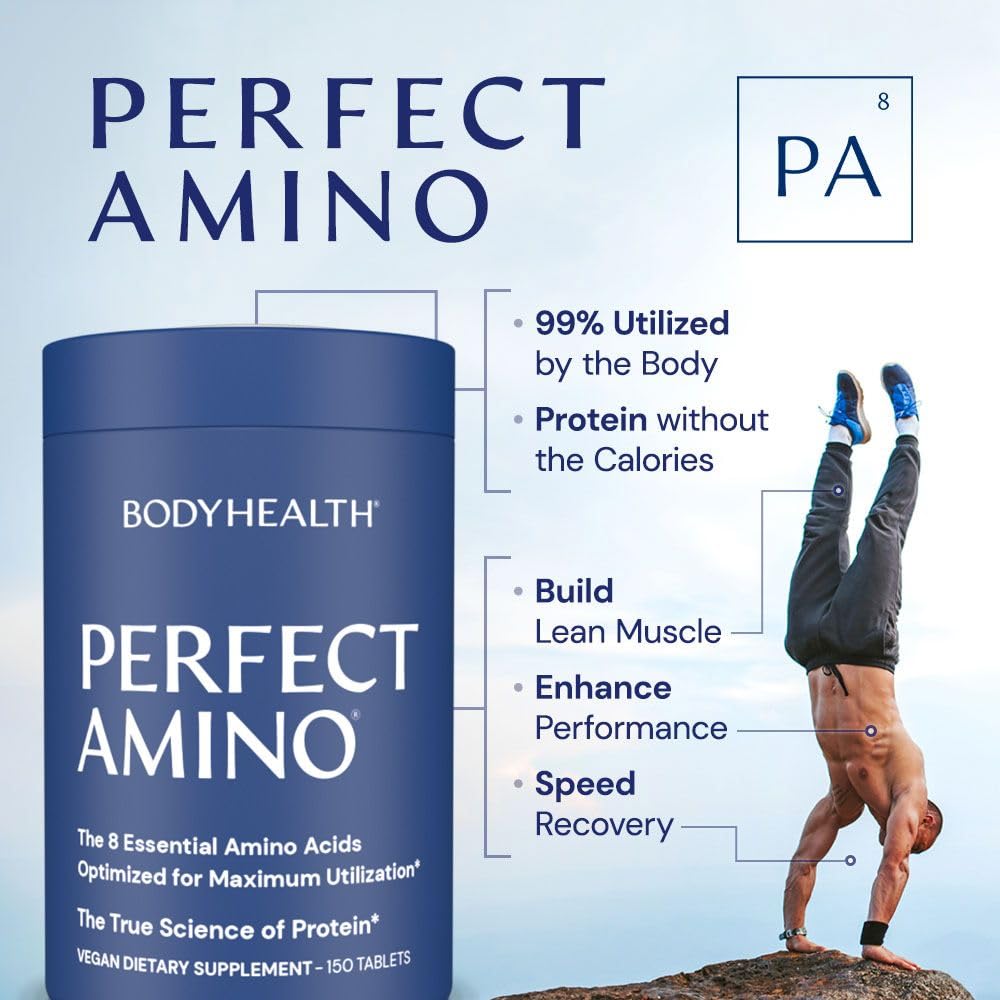 BodyHealth PerfectAmino Tablets - Essential Amino Acids + BCAAs (150ct + 30ct Travel Bottle)