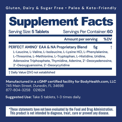 BodyHealth PerfectAmino (300 Tablets) – Essential Amino Acids, Vegan BCAA & EAA for Recovery & Energy