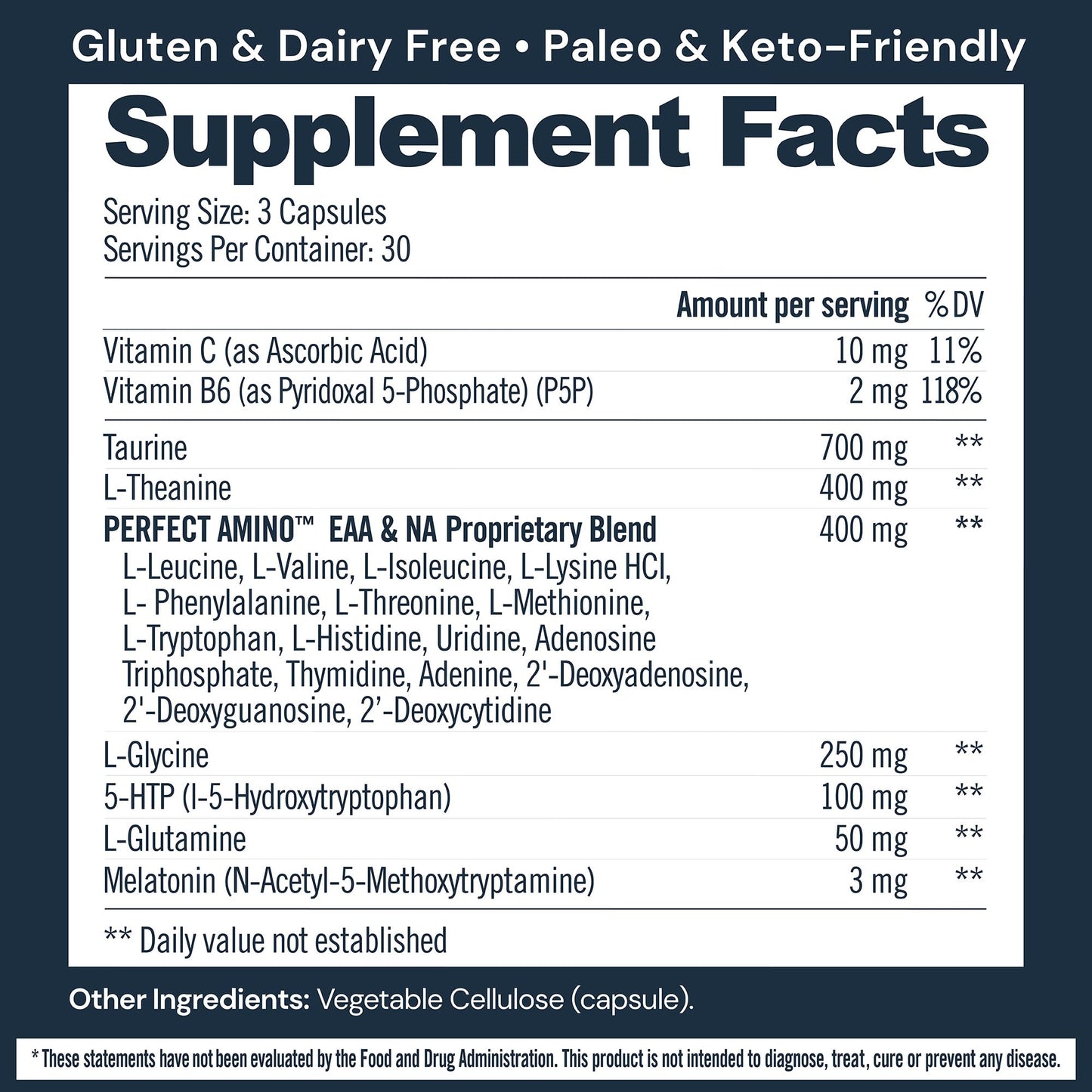 BodyHealth Sleep – Non-Habit Sleep Aid with 3 mg Melatonin & PerfectAmino | 90 Capsules
