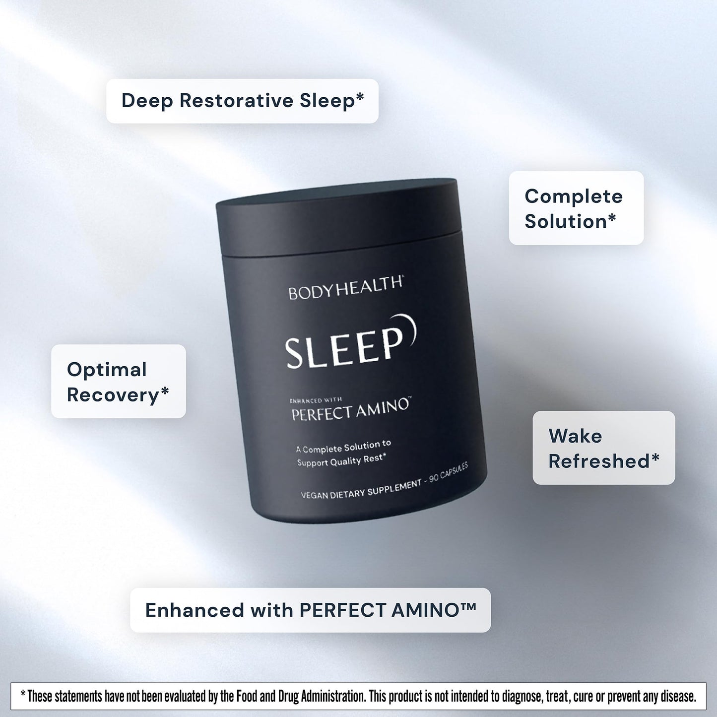 BodyHealth Sleep – Non-Habit Sleep Aid with 3 mg Melatonin & PerfectAmino | 90 Capsules