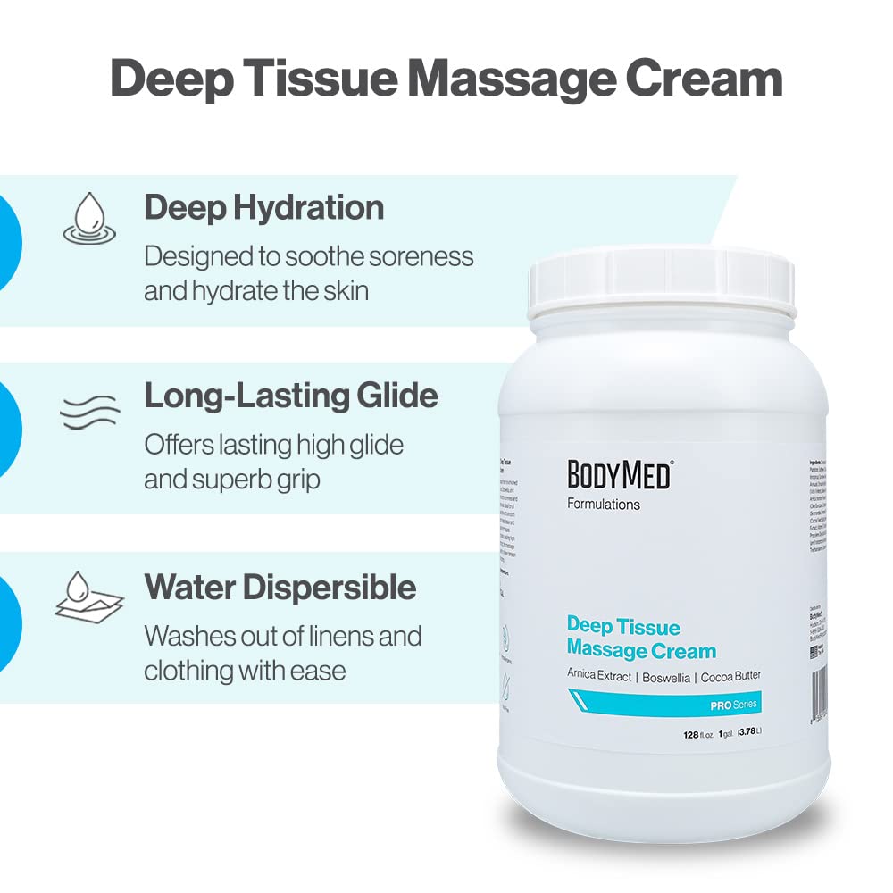 BodyMed Deep Tissue Massage Cream 4 oz – Fragrance-Free, All-Natural, Leaping Bunny Certified
