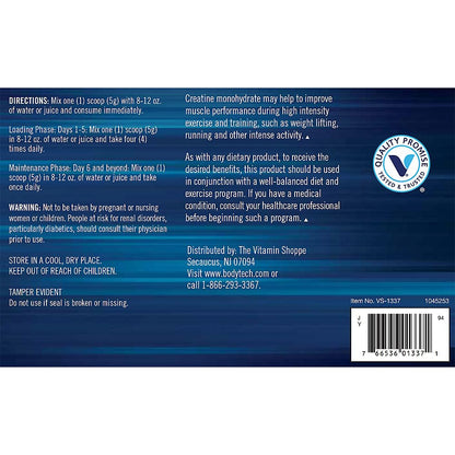 BODYTECH 100% Pure Creatine Monohydrate Powder – Micronized, Unflavored, 5g per Serving | 181 Servings