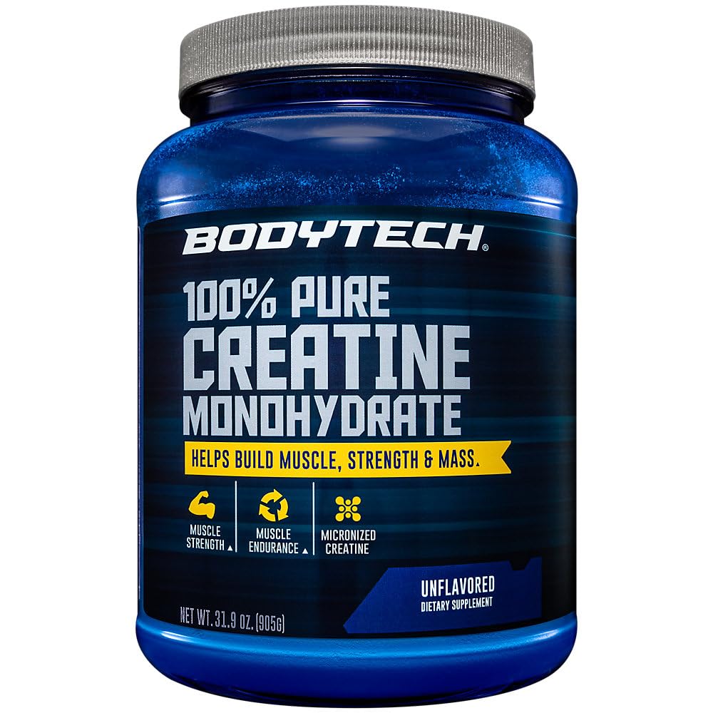 BODYTECH 100% Pure Creatine Monohydrate Powder – Micronized, Unflavored, 5g per Serving | 181 Servings