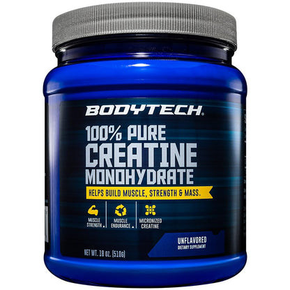BODYTECH 100% Pure Creatine Monohydrate Powder — Micronized, Unflavored, 18 oz