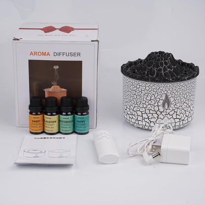 BOHOFAM 360ml Essential Oil Diffuser – Volcano & Flame Humidifier with 2 Modes & 7 Color Lights
