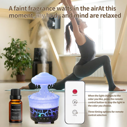 BOHOFAM Aroma Essential Oil Diffuser – Rain Cloud Humidifier (Black)