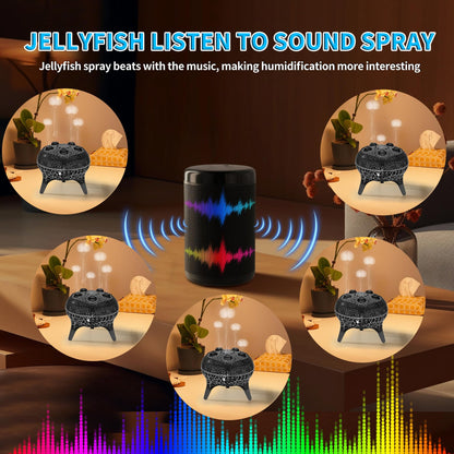 BOHOFAM Jellyfish Diffuser 250ML – Sound-Activated Mist, 7-Color Lights