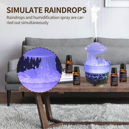 BOHOFAM Aroma Essential Oil Diffuser – Rain Cloud Humidifier (Black)