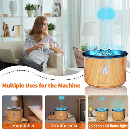 BOHOFAM Aroma Essential Oil Diffuser 360ML – Volcano & Flame Modes, 7-Color Lights, Large Room Humidifier