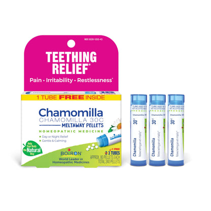 Boiron Chamomilla 30C Teething Relief Pellets - 3 Count (240 Pellets) | Homeopathic Medicine