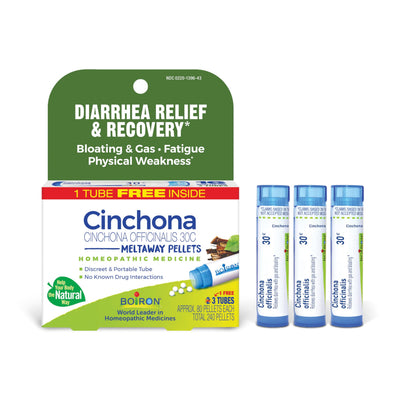 Boiron Cinchona 30C Homeopathic Diarrhea Relief – 3 Tubes, 240 Pellets